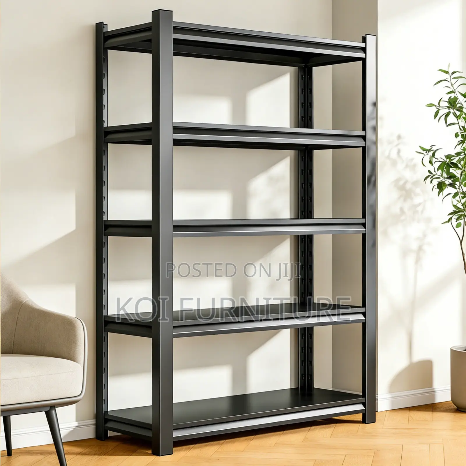 Storage Unit; Five Tier Metallic Modern Storage Organization Rack