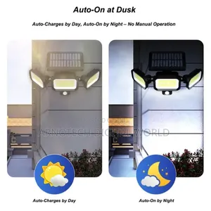 3-Head 120 LED Solar-Powered Motion Sensor Security Light