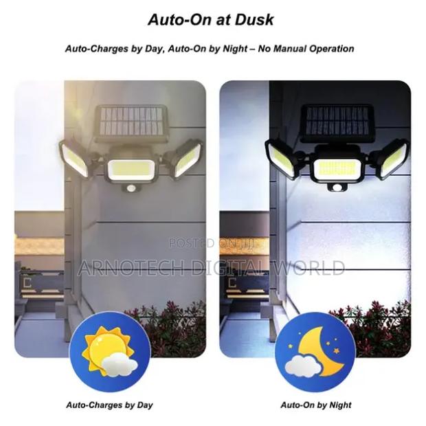 3-Head 120 LED Solar-Powered Motion Sensor Security Light - thumbnail 3
