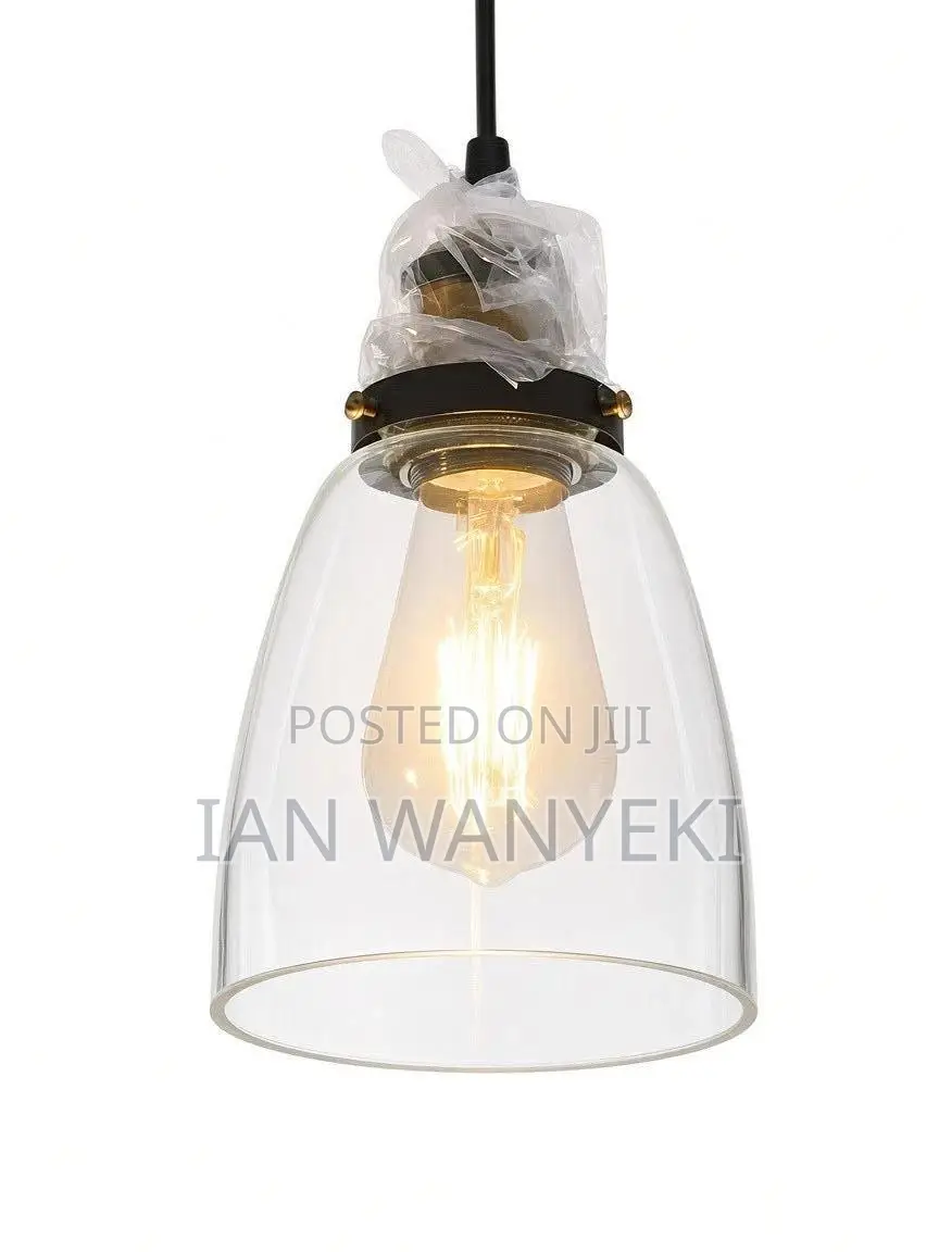 American Classic Pendant Light. Thick Glass Bowl. 240v Bulb Holder.