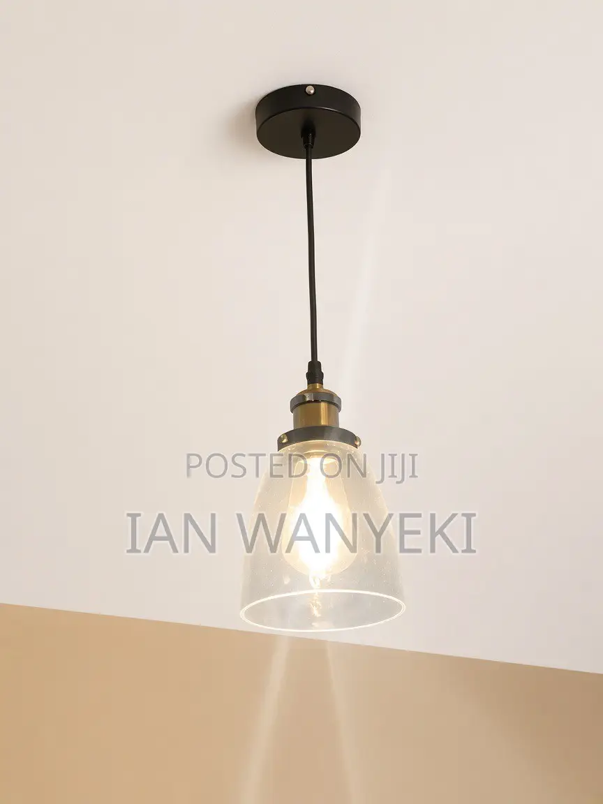 American Classic Pendant Light. Thick Glass Bowl. 240v Bulb Holder.