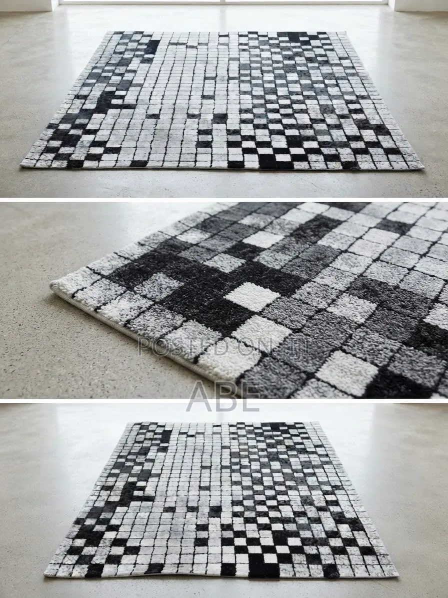 Modern Black White Checkered Carpet / Rug