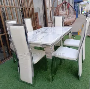 Home Furniture ;6-Seater Marble Top Dining Table