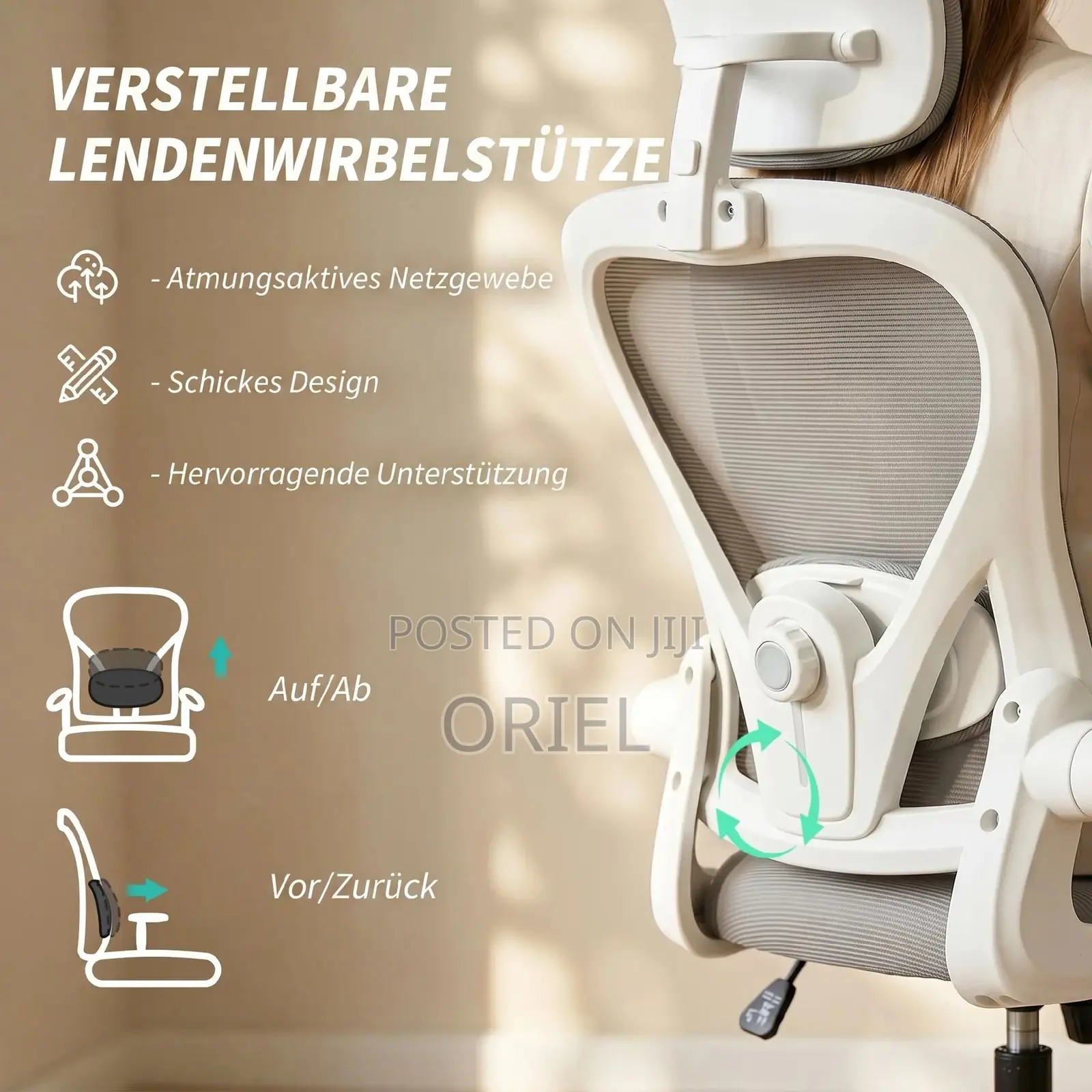 Swivel Office Chair – Ergonomic Comfortable Adjustable Desk Seat