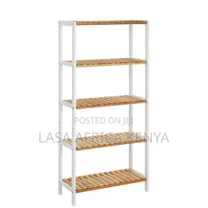 LASA 5-Tier Bamboo Storage Shelf With White Fra. | LASA