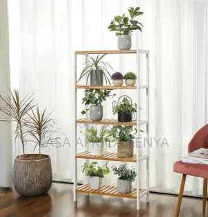 LASA 5-Tier Bamboo Storage Shelf With White Fra. | LASA