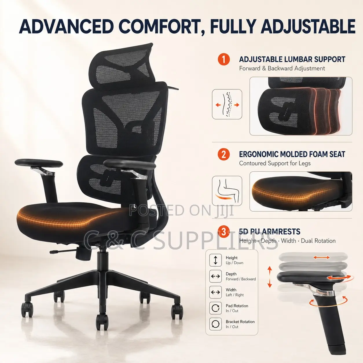 Executive Orthopedic Mesh Swivel Chair