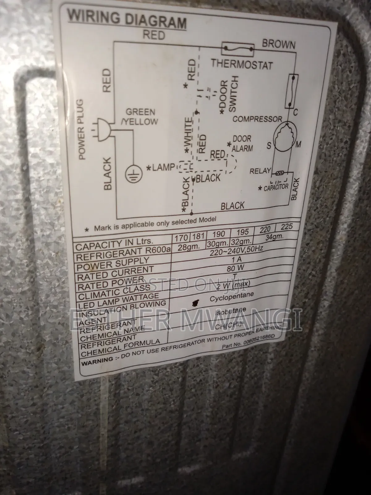 Mika 170L Single Door Fridge - Clean Working Perfectly