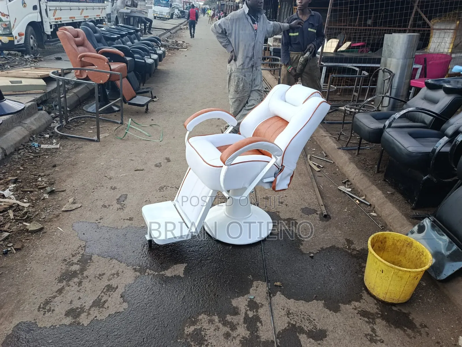 Brown/White Barber Chairs