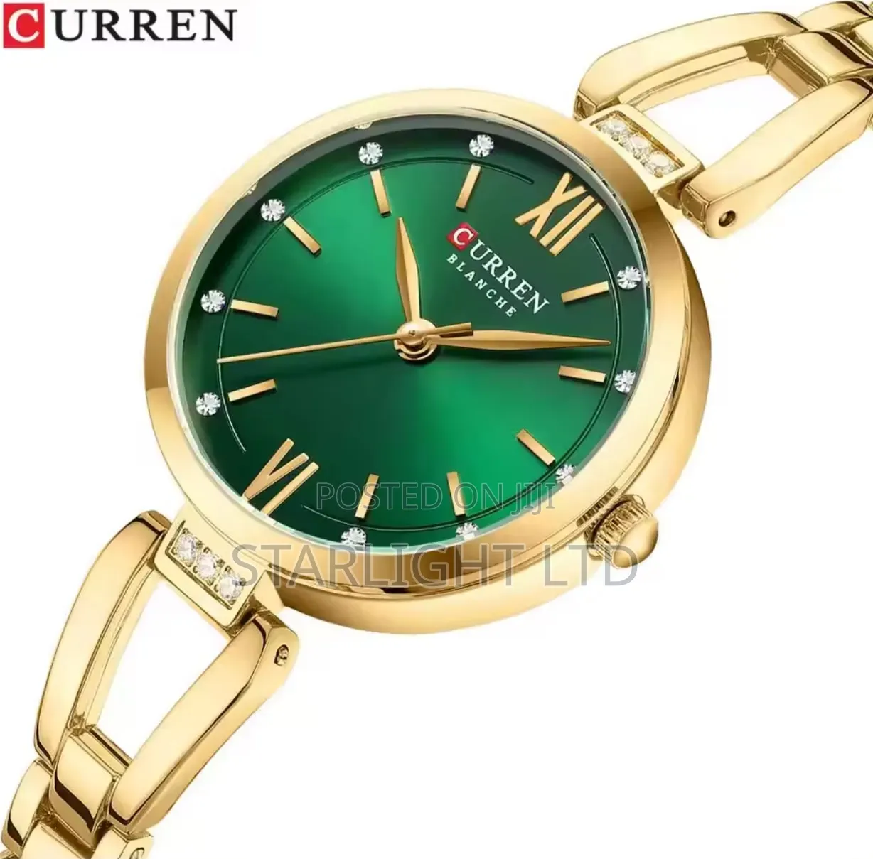 Gold-Tone Waterproof Dress Watch With Diamond Dial Accents