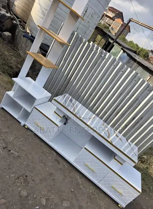 1. Modern TV Stand With LED Lights Built-in Flower Decor