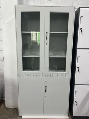 Half Glass Cabinet With Adjustable Shelves Cabinet/