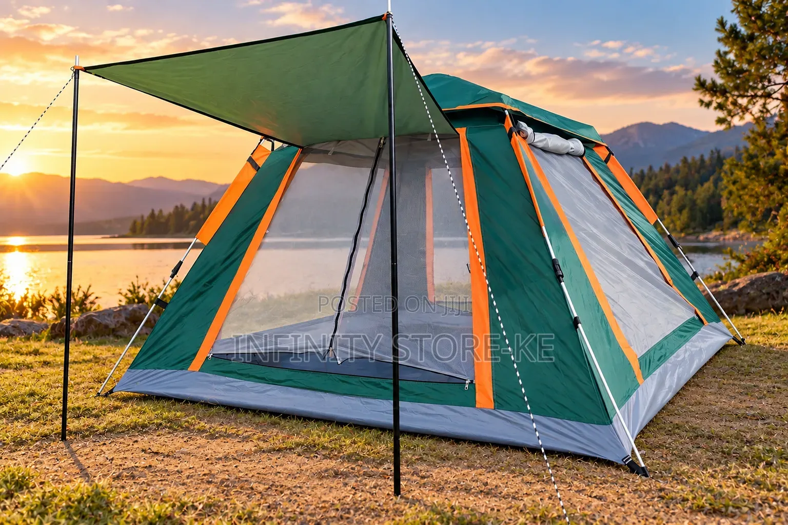 Durable Camping Tent With Sunshade Outdoor Travel Shelter