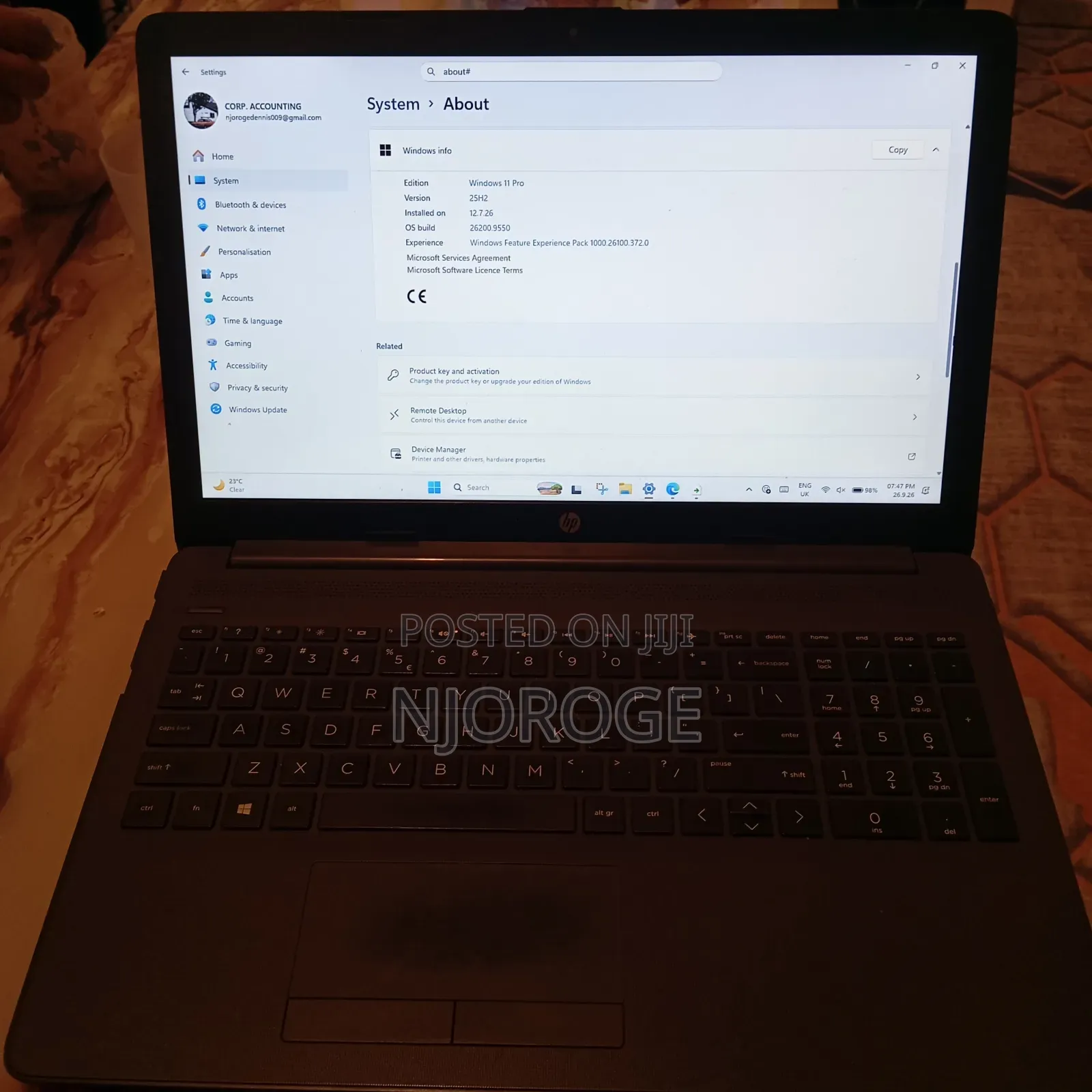 Laptop HP 250 G7 8GB Intel Core i3 HDD 1T