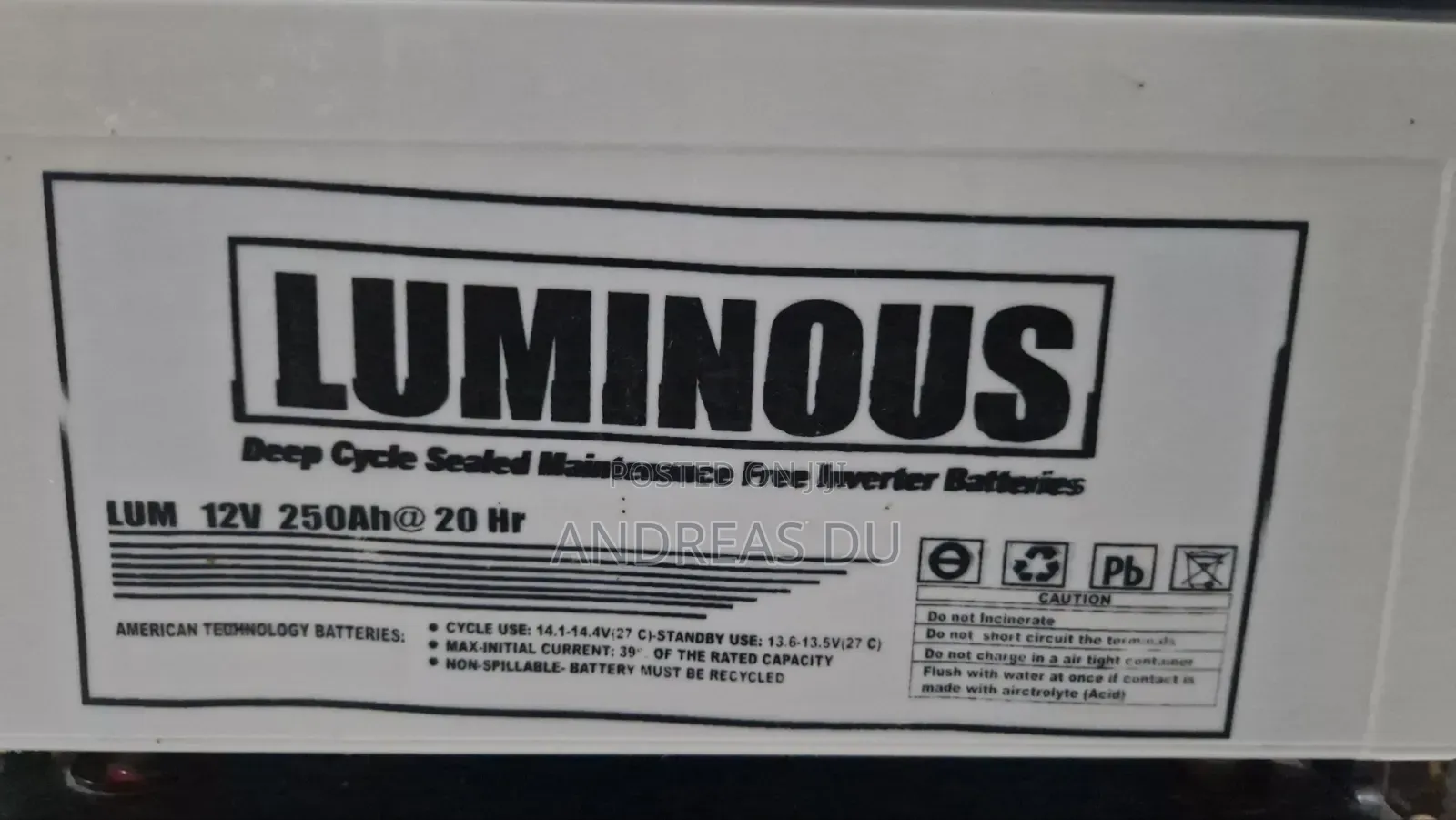 Luminous Battery 250Ah/12v *Used*