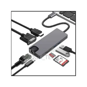 Type-C 8-in-1 Adapter With HDMI LAN SD USB 3.0 Audio Adapter Converter