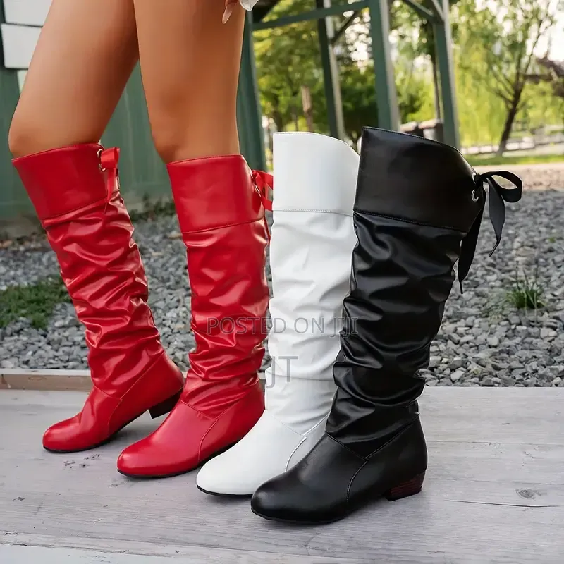 Bow Slouch Knee Boots