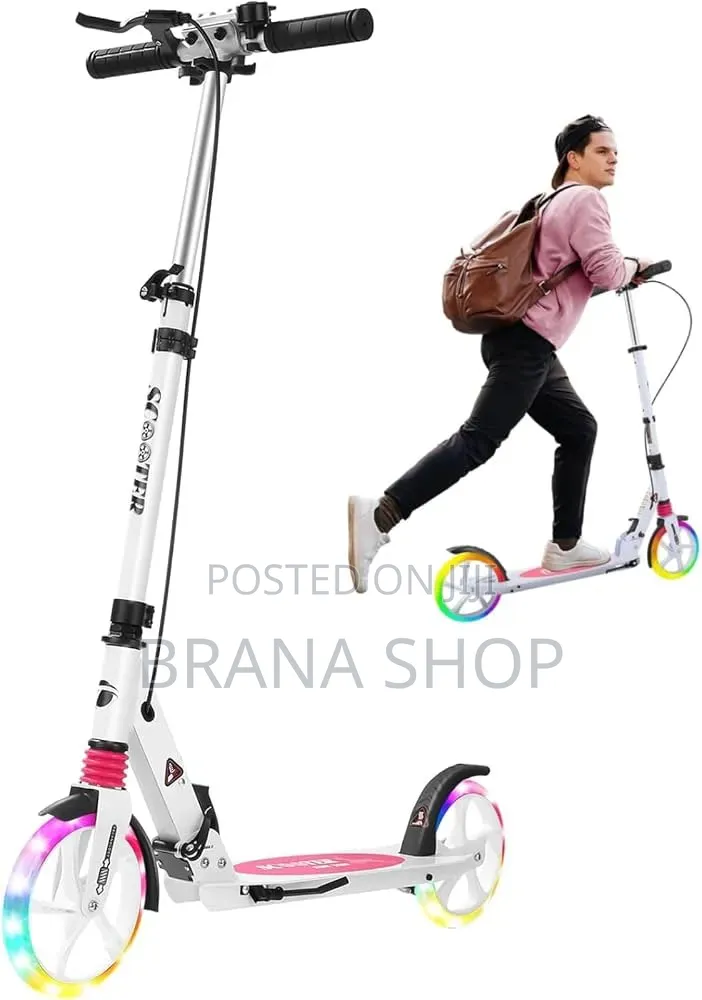 Elegant Pink Outdoor Cruiser Kick Scooter – Foldable Adjustable 