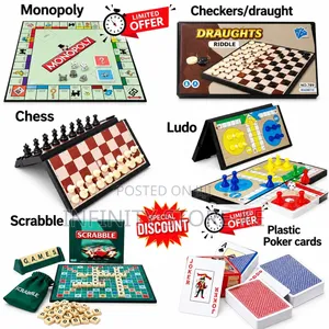 6 in 1 Board Games Chess Ludo Monopoly Scrabble Ooker Cafds Draught