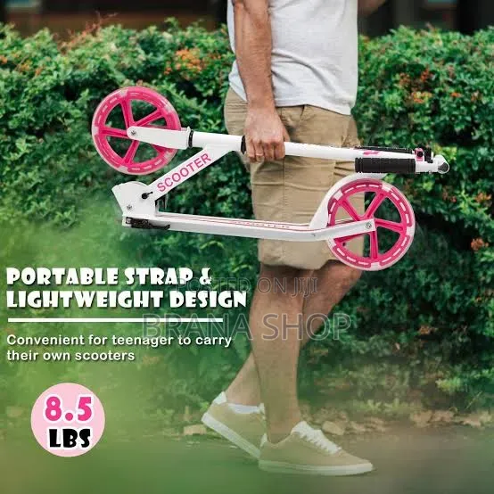 Premium Pink Foldable Kick Scooter – Sturdy 8-Inch Wheel Design 