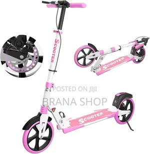 Deluxe Pink Kick Scooter – Foldable Outdoor Cruiser With Brakes 