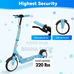 Durable Blue Kids Kick Scooter With Brakes – Foldable Outdoor Cruiser
