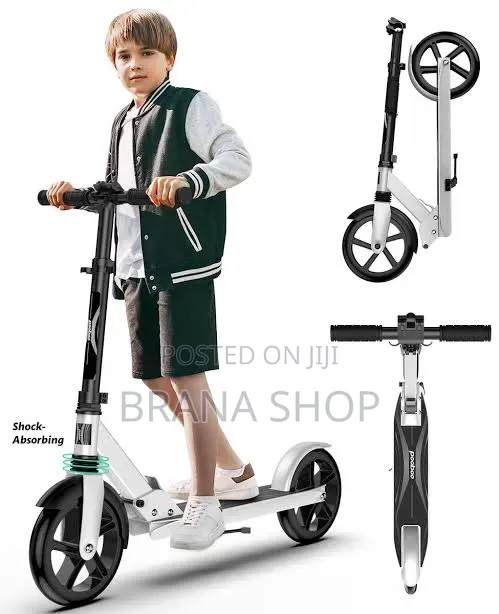 Smart White Foldable Kick Scooter – Durable Outdoor Cruiser 
