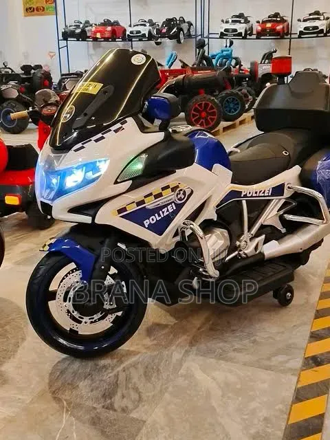 Sleek 24V Police Kids Electric Motorcycle – Rubber Wheels Music 