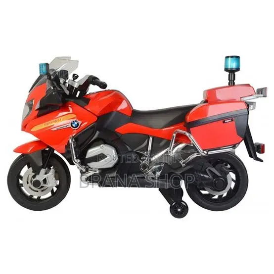 Stylish Red 24V Police Officer Kids Motorcycle – Rubber Wheels Music