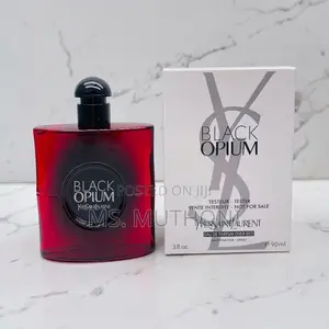90 Ml Yves Saint Laurent Black Opium Eau De Parfum Over Red Tester