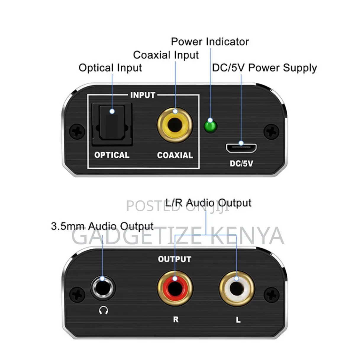 Digital-to-Analog Converter (DAC) Toslink Optical Coaxial to RCA 3.5mm