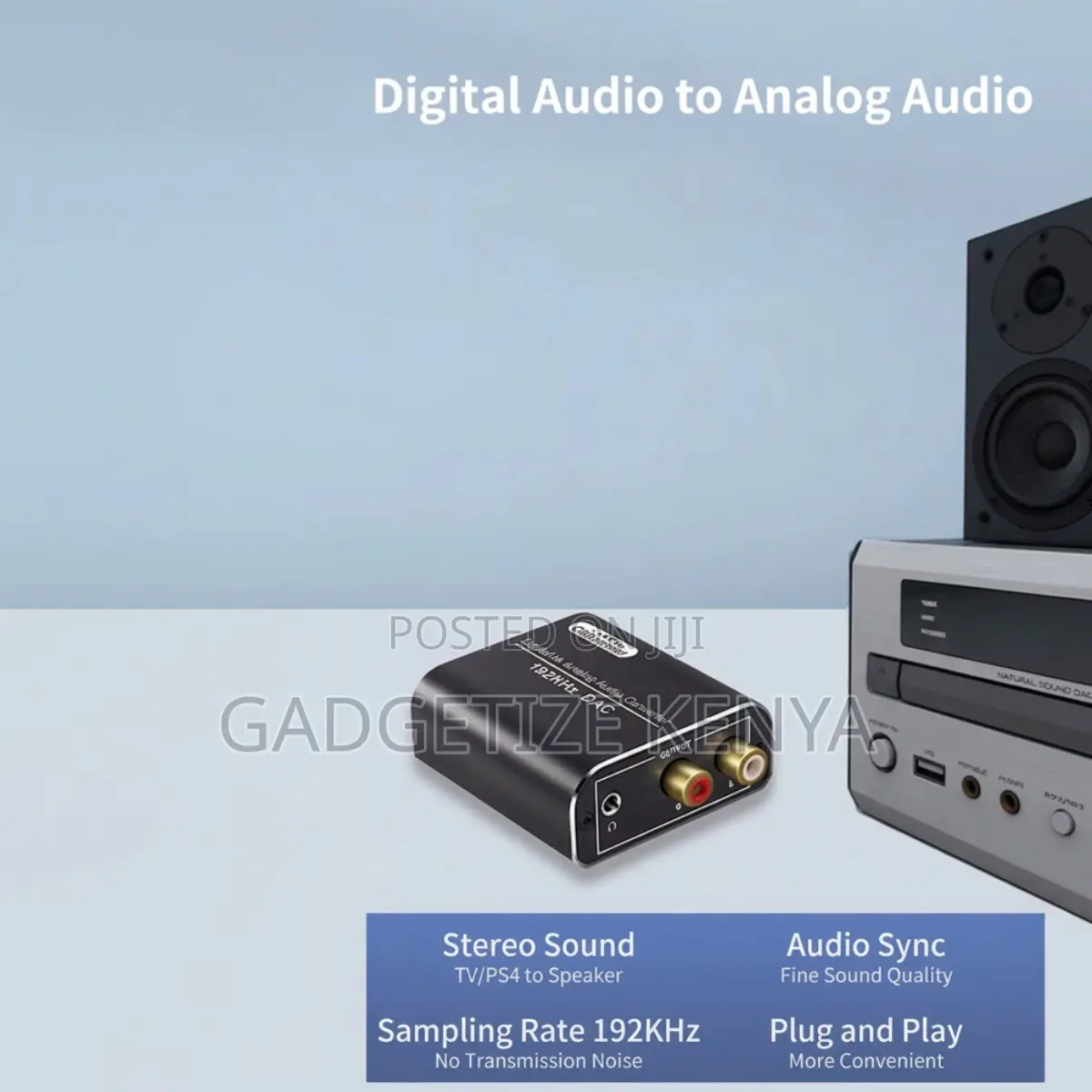 Digital-to-Analog Converter (DAC) Toslink Optical Coaxial to RCA 3.5mm