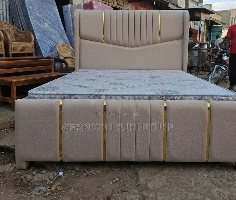 Modern 5x6 Beige Bed Frame