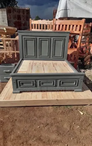 Brand New Modern Wooden Panel Bed - Elegant Grey