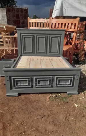 Brand New Modern Wooden Panel Bed - Elegant Grey