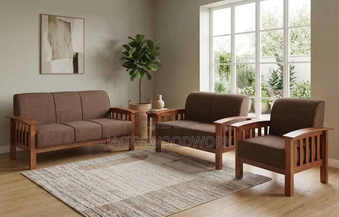Premium Wooden 5-Seater Sofa Set With High-Density Cushioning