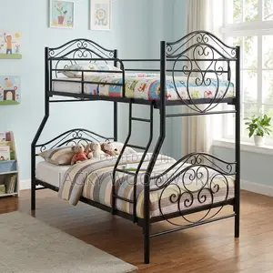Ornate Black Wrought Iron Twin-Over-Twin Bunk Bed