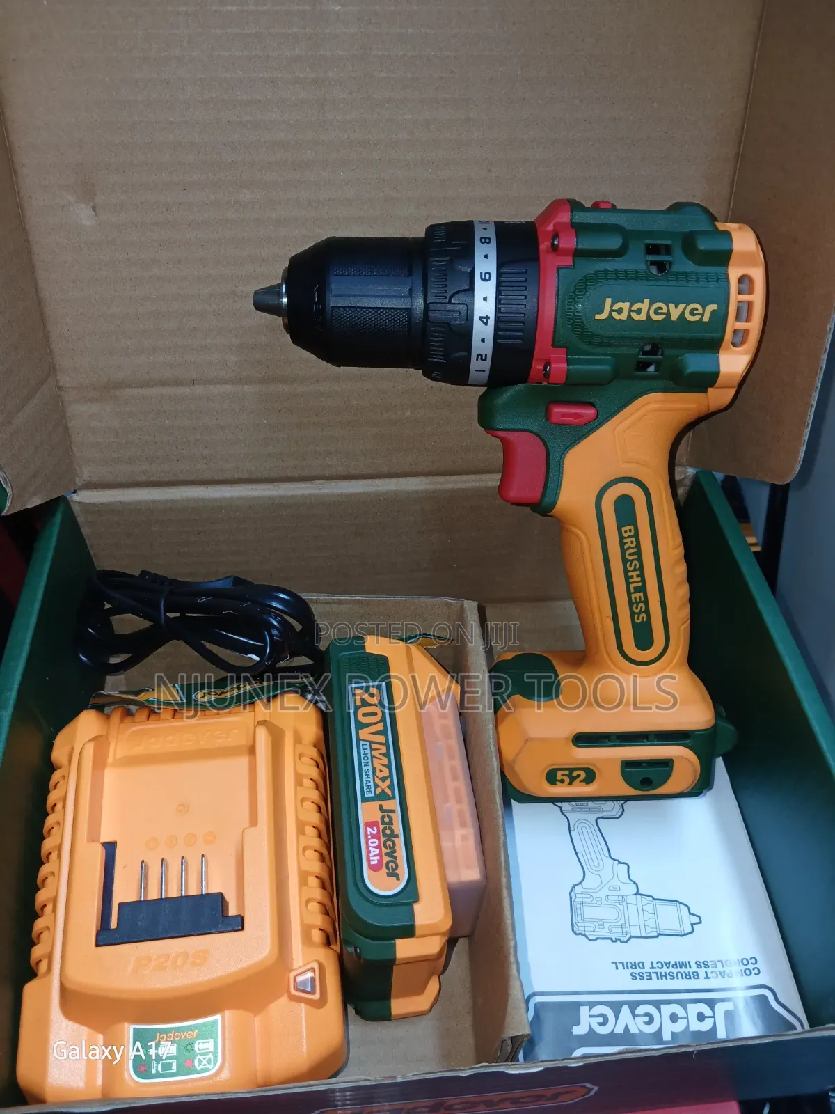 Jadever 20V Compact Brushless Cordless Impact Drill (Model JDCDP5281),