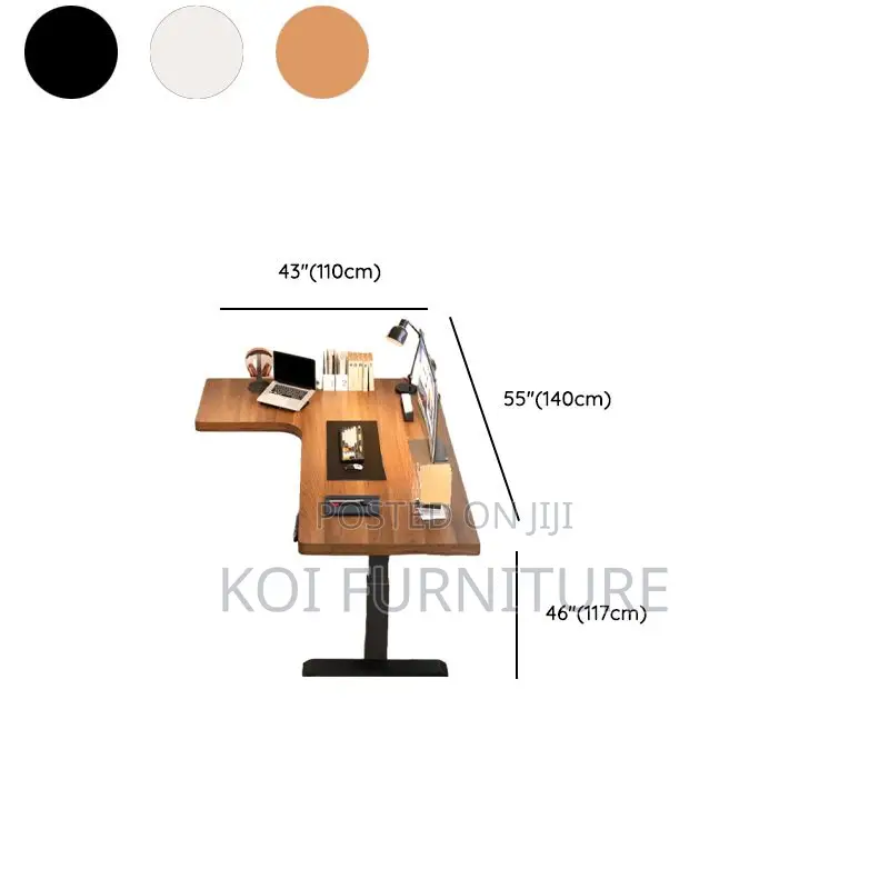 Office Desk; 1.4 Meter 
Ergonomic L-Shaped Electric Standing Desk
