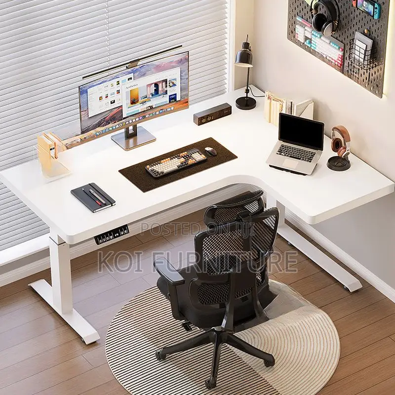 Office Desk; 1.4 Meter 
Ergonomic L-Shaped Electric Standing Desk
