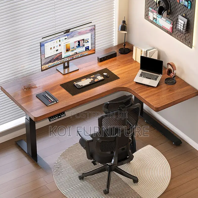 Office Desk; 1.4 Meter 
Ergonomic L-Shaped Electric Standing Desk