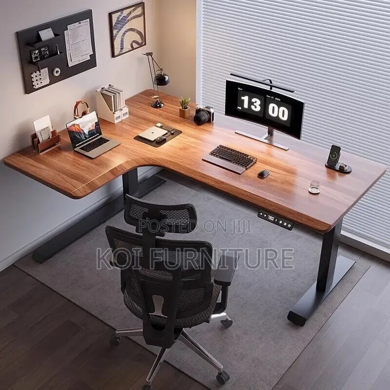 Office Desk; 1.4 Meter 
Ergonomic L-Shaped Electric Standing Desk