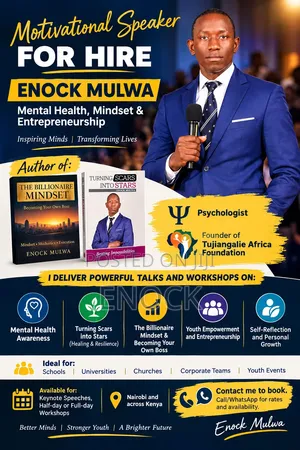 Motivational Speaker for Hire:Mental Health, Mindset Entrepreneurship