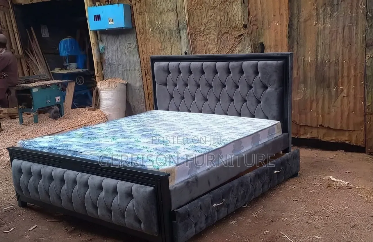 Luxury 5x6 Charcoal Grey Storage Bed Frame