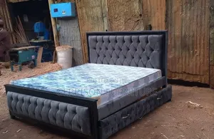 Luxury 5x6 Charcoal Grey Storage Bed Frame