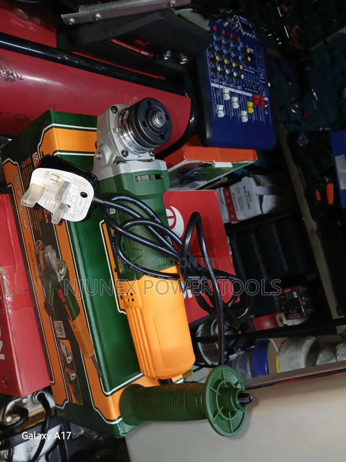 Green-and-Yellow Jadever 710W Angle Grinder