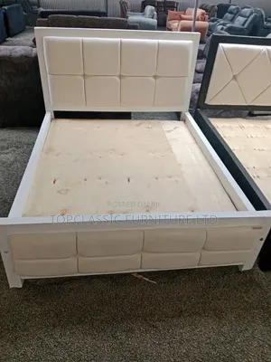 5x6 White Fabric  Mocket Bed+ With Black Frame