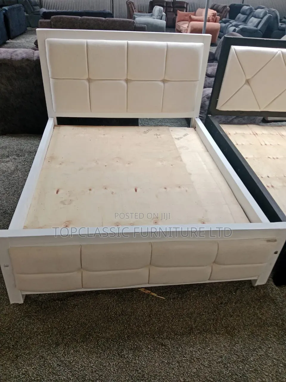 5x6 White Fabric  Mocket Bed+ With Black Frame