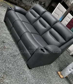 Fiber+spring Cushion 3seater Semi Recliner Gray  and Brown