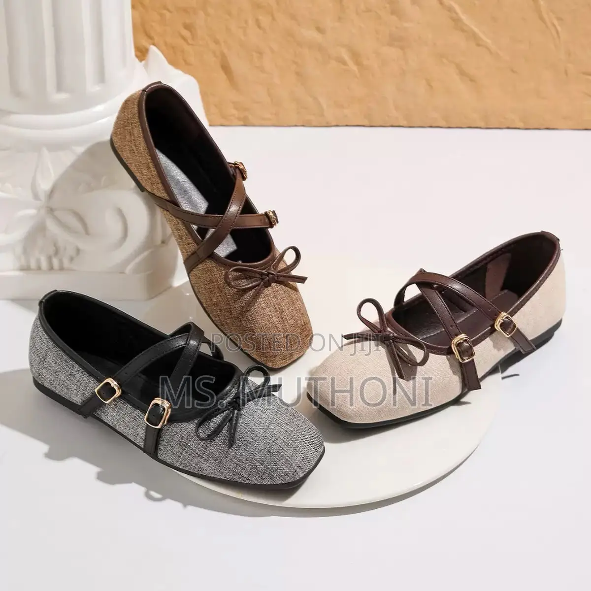 French-Retro Style Square-Toe Mary Jane Flats Size 37-42